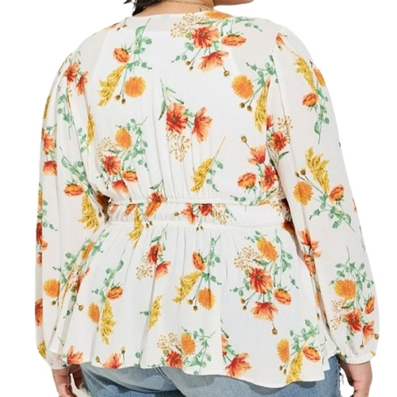 TORRID ☆ SPRING FLOWERS ☆ WASHABLE GAUZE ☆ OVER-BLOUSE ☆ NWT - Picture 6 of 9